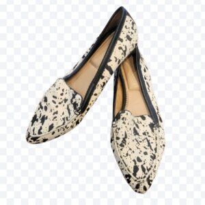 Kelly & Katie Jordi Slip On Calf Hair Pointed Toe Loafers Animal Print